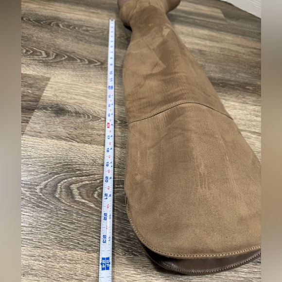 Charlotte Russe Boots Women's sz6 Tan 4" Heel Thigh High 24" Faux Suede Boho Y2K - Picture 10 of 10